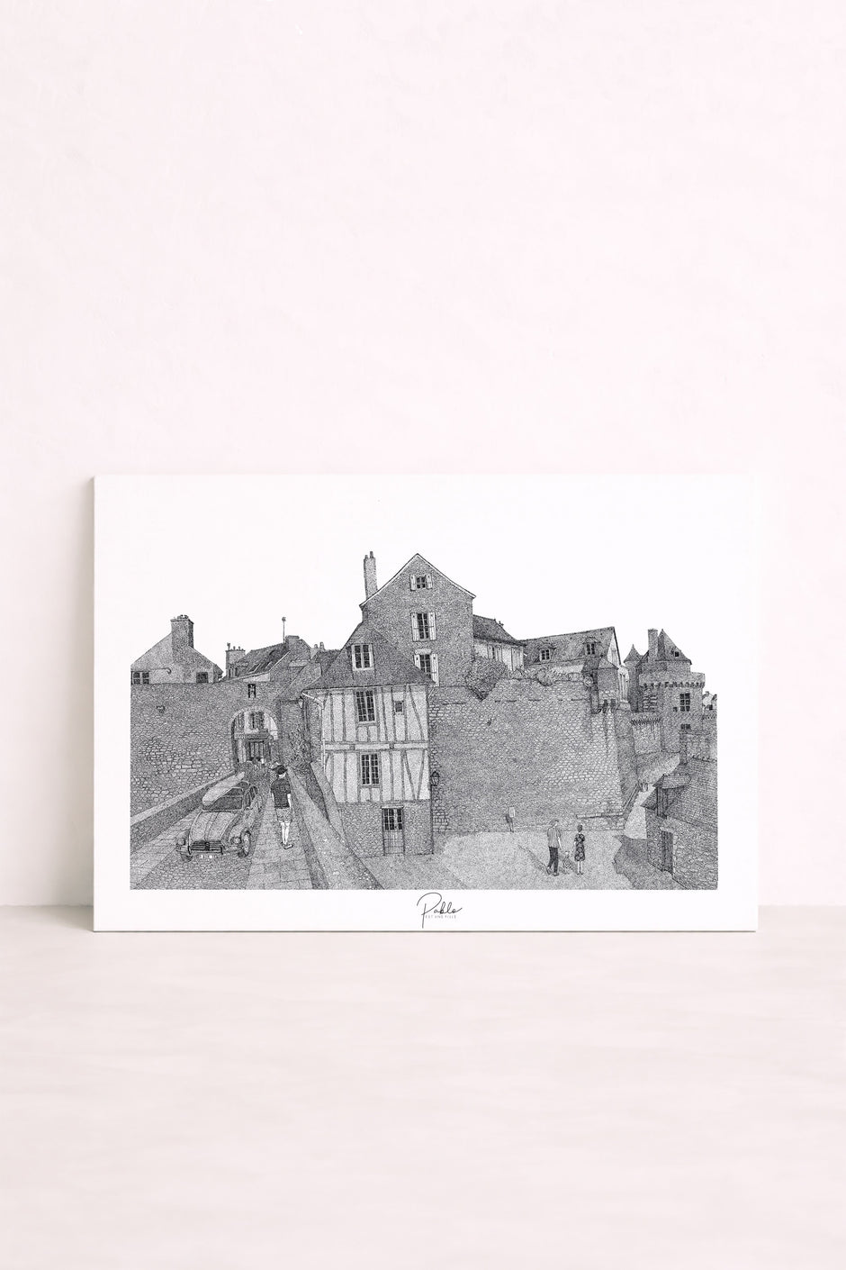 Sérigraphie Porte Poterne Vannes 30x40cm – remparts et vieille ville, impression noire | Pablo est une fille