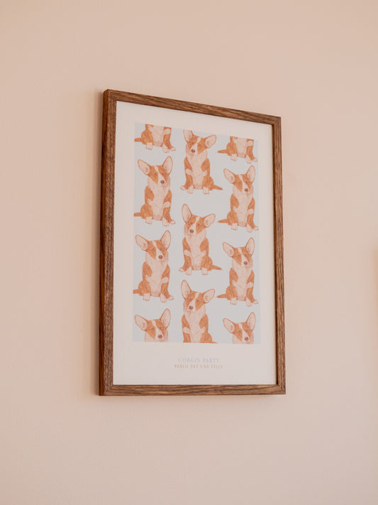 Affiche corgis chiens