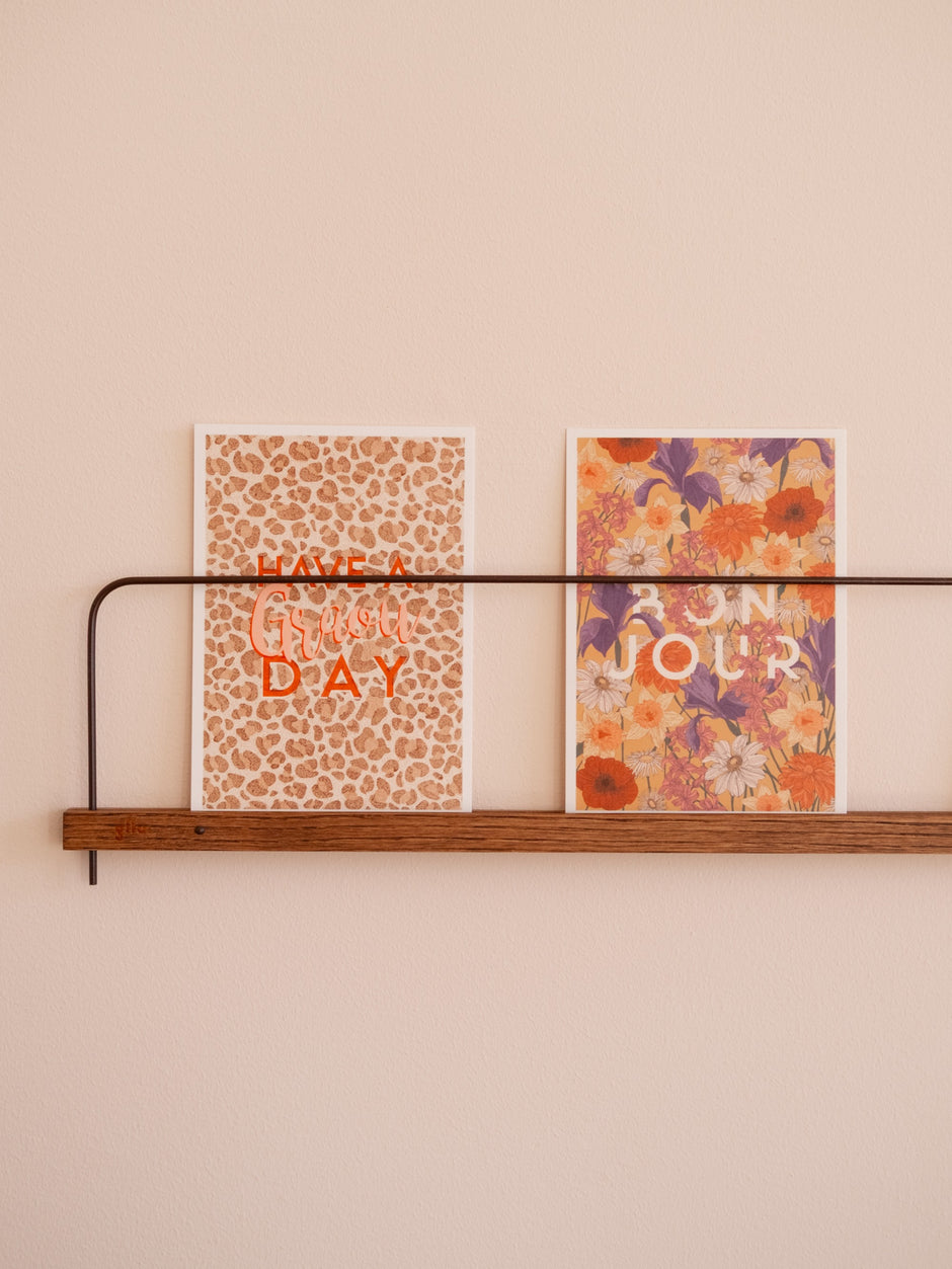 Cartes postales léopard et fleurs