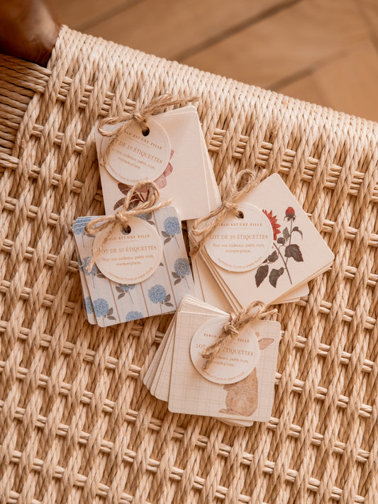 Étiquette pour marque place, emballage cadeau ou petit mot