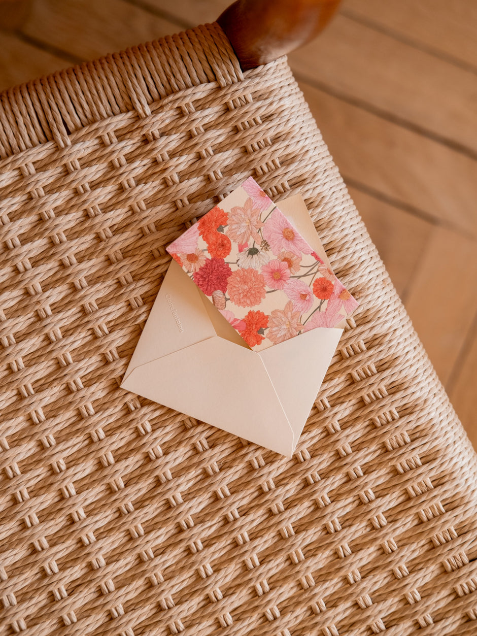 Mini carte double florale roses poudré – Le Temps des Fleurs | Pablo est une fille