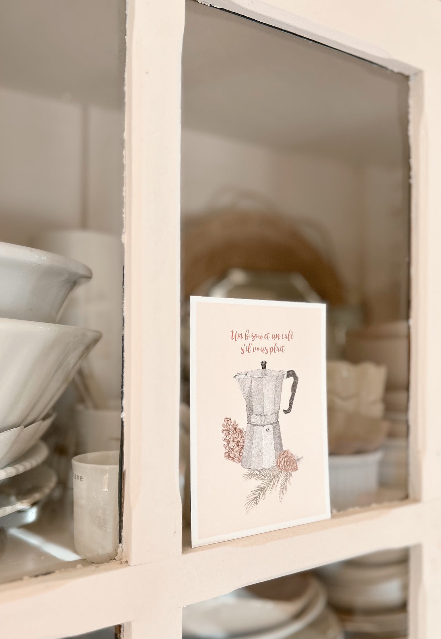 Jolie carte pour une invitation bisou et café