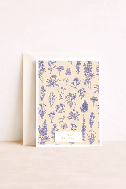 Carte d'anniversaire Happy Birthday présentant un herbier