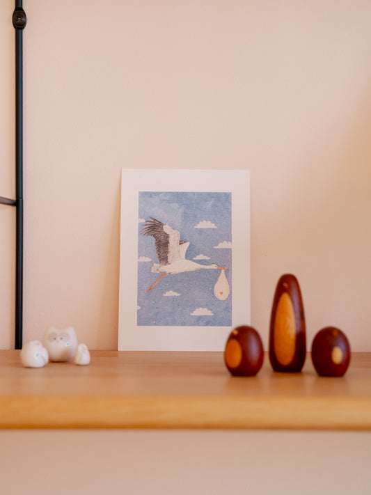 Carte annonce grossesse cigogne