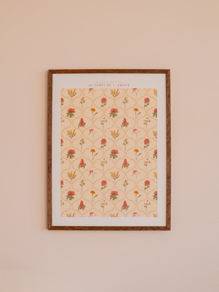 Affiche florale romantique – illustration fleurs dessinée à la main	