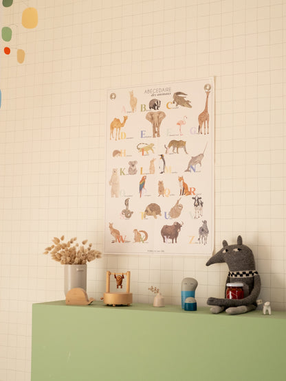 Abécédaire des animaux sur toile canvas waterproof format 50x70cm