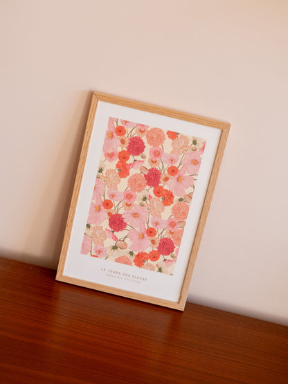 Affiche florale A4 temps des fleurs