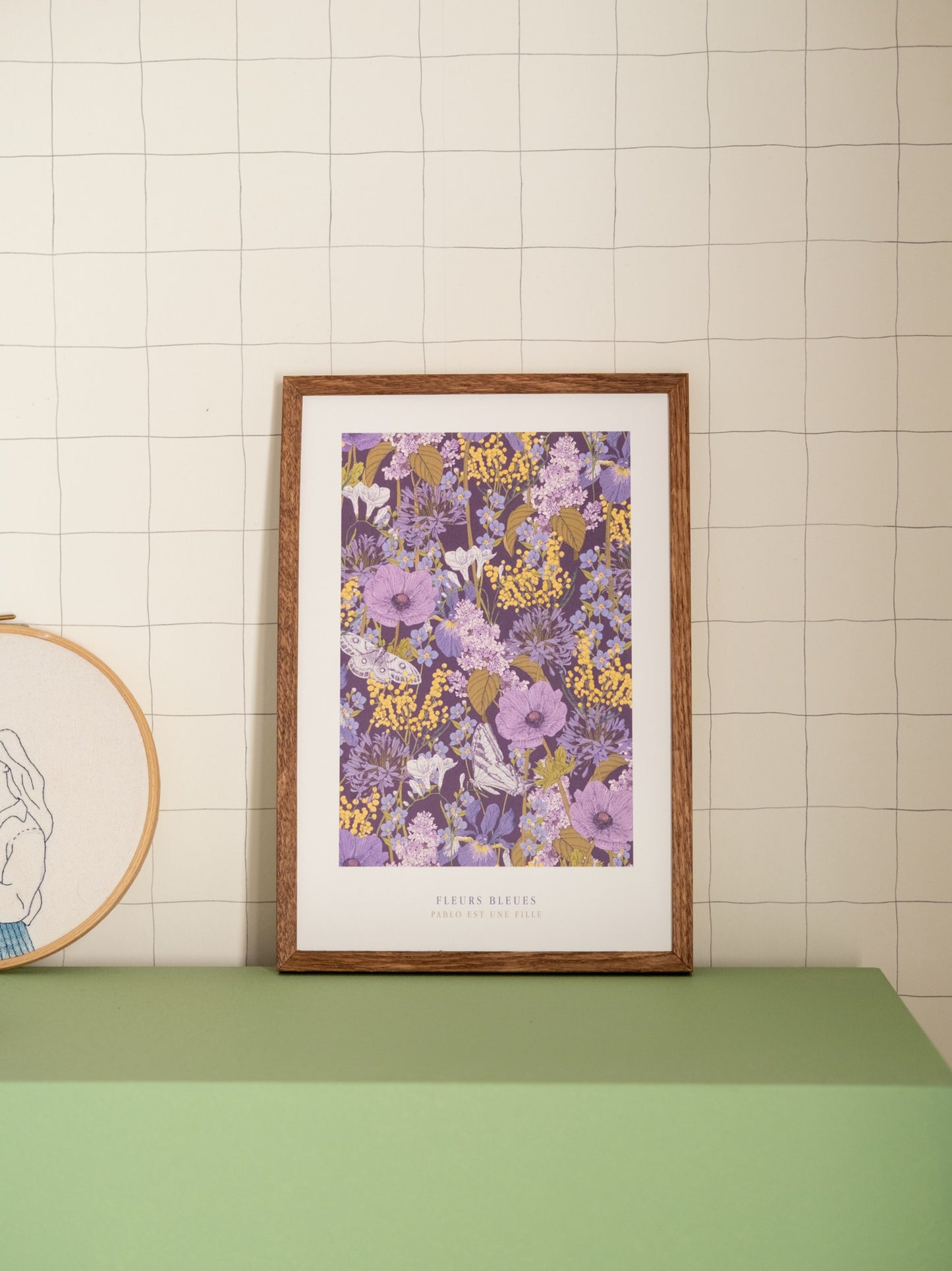Affiche fleurs bleues décoration murale