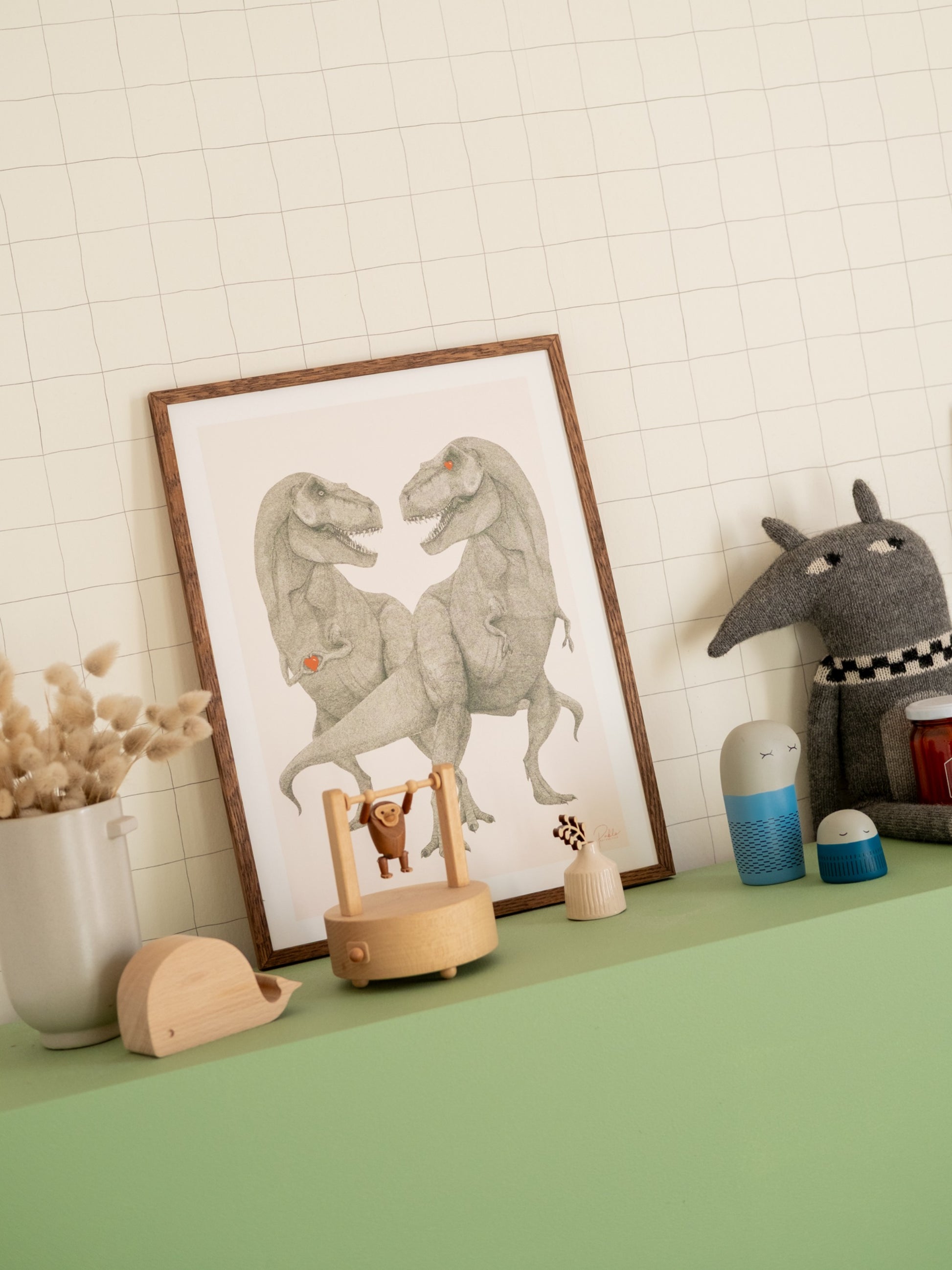 Affiche dinosaures amoureux