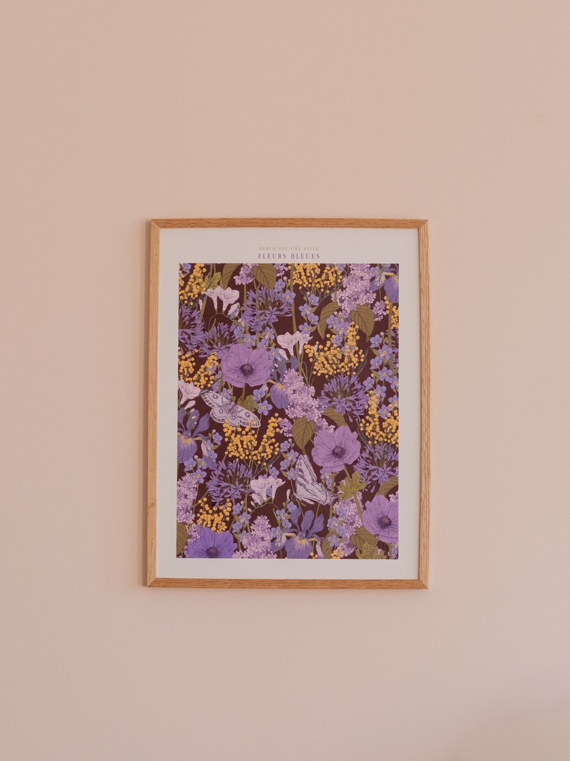 Affiches fleurs violettes et jaunes mimosas et agapanthes