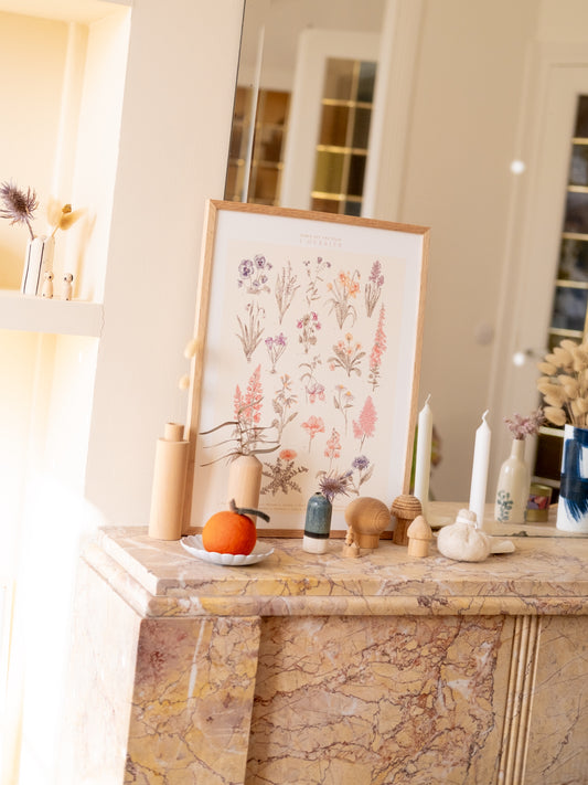 Affiche 30x40cm Herbier pastel en pointillisme