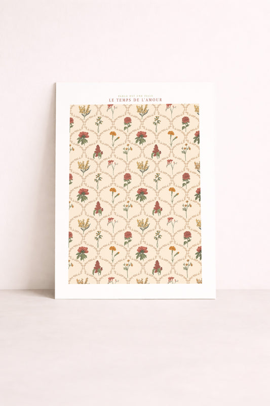 Affiche le temps de l'amour, motif floral William Morris