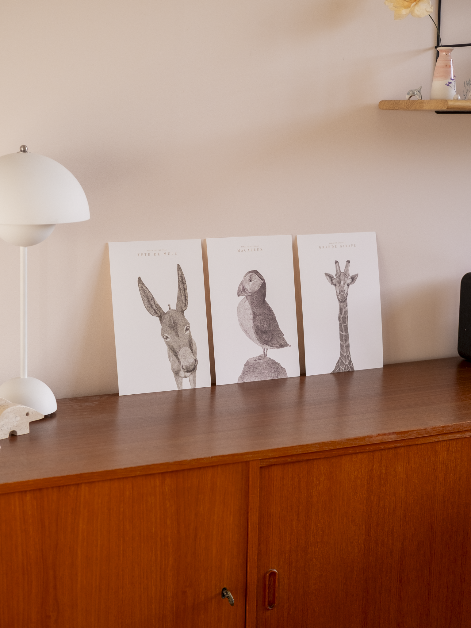 Affiches animaux noir et blanc pour chambre d'enfant