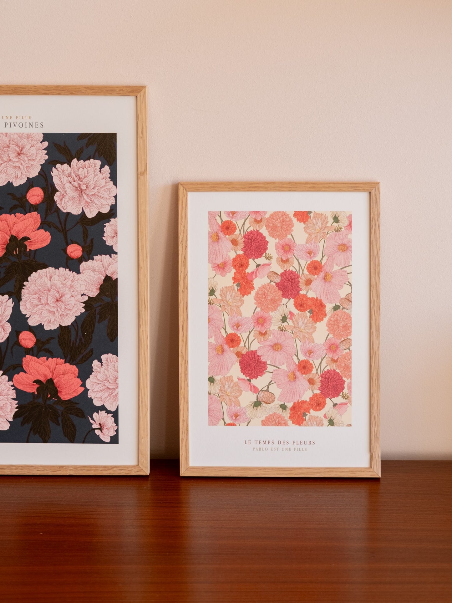 Affiches florales fleurs roses et pivoines