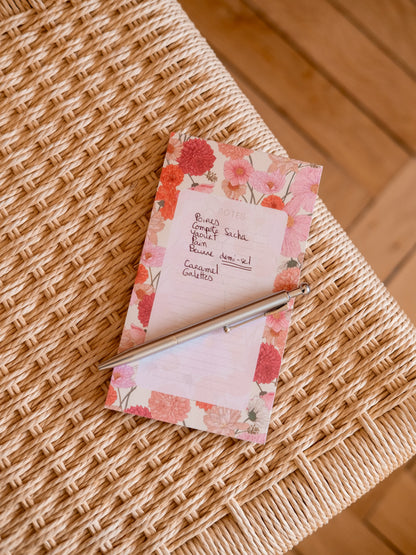 Bloc-notes fleurs roses