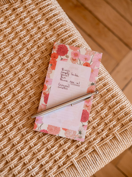 Bloc-notes fleurs roses