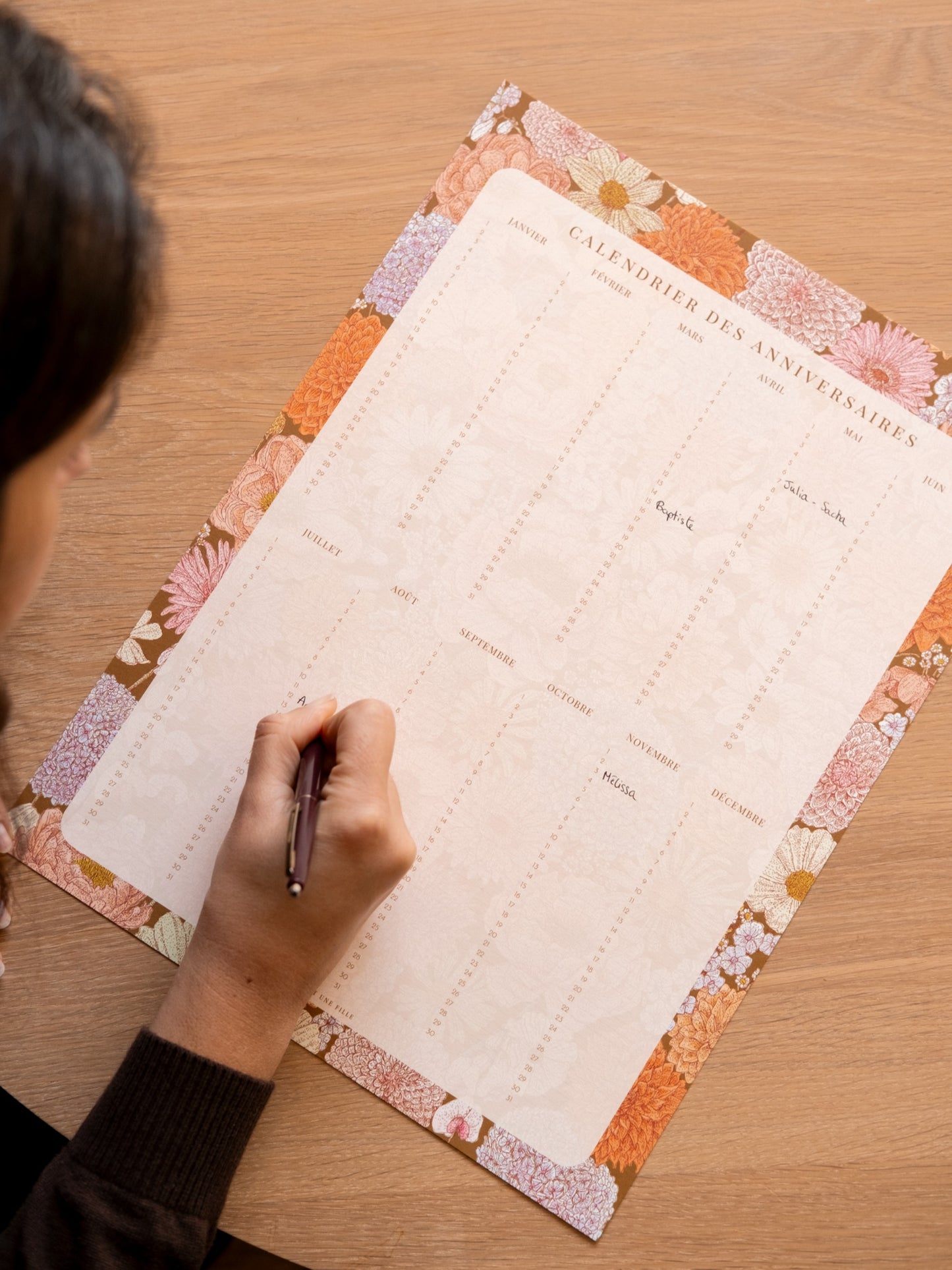 Calendrier des anniversaires à compléter