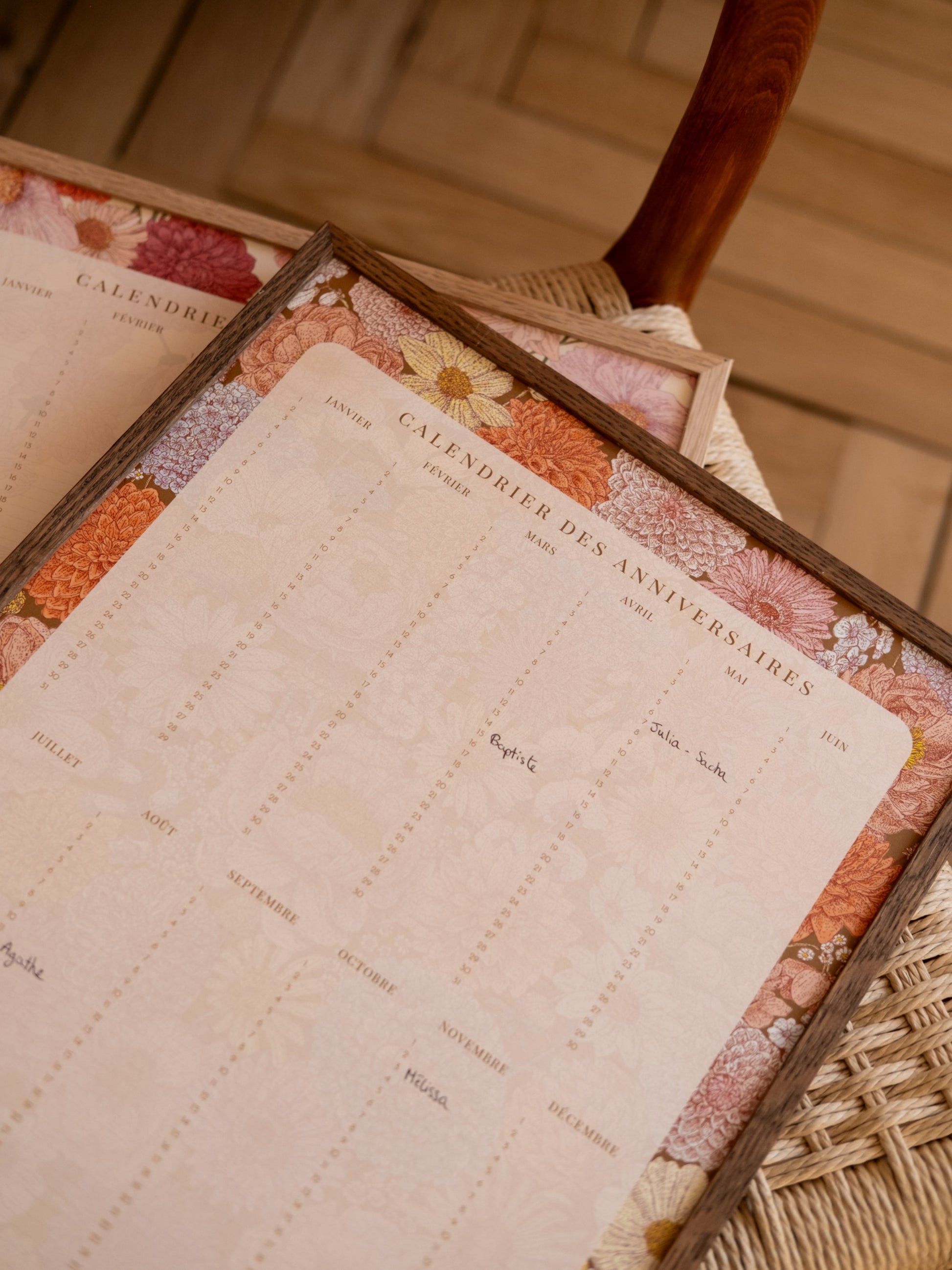 Calendrier perpétuel des anniversaires à remplir