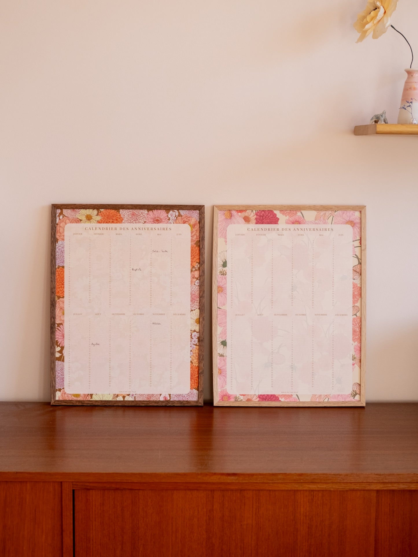 Calendrier des anniversaires motif floral