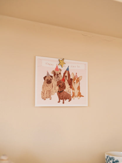 Carte postale toutous fête anniversaire