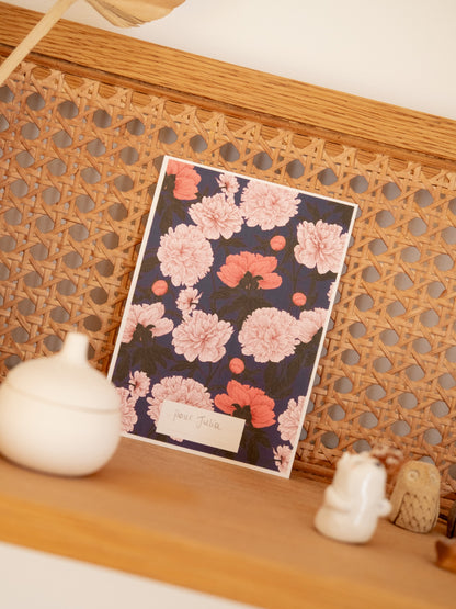 Carte postale Pivoines message personnalisable