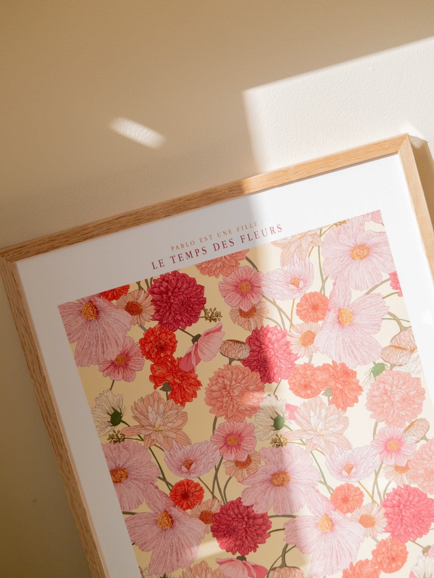 Affiche florale fleurs roses