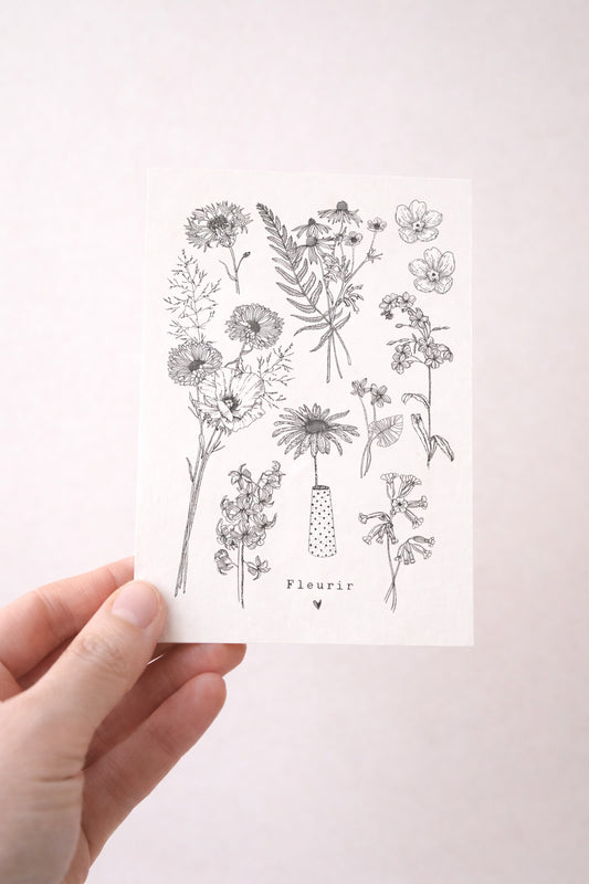 Tatouages temporaires Fleurir noir et blanc