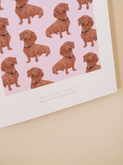 Illustration teckels chiens saucisses