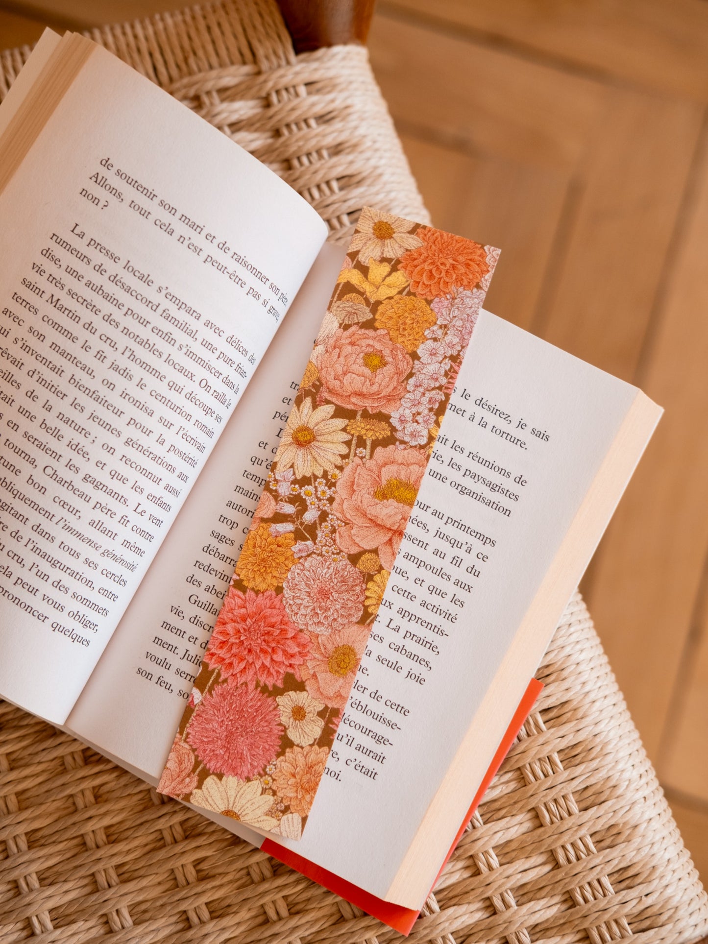 Marque-page motif floral vintage