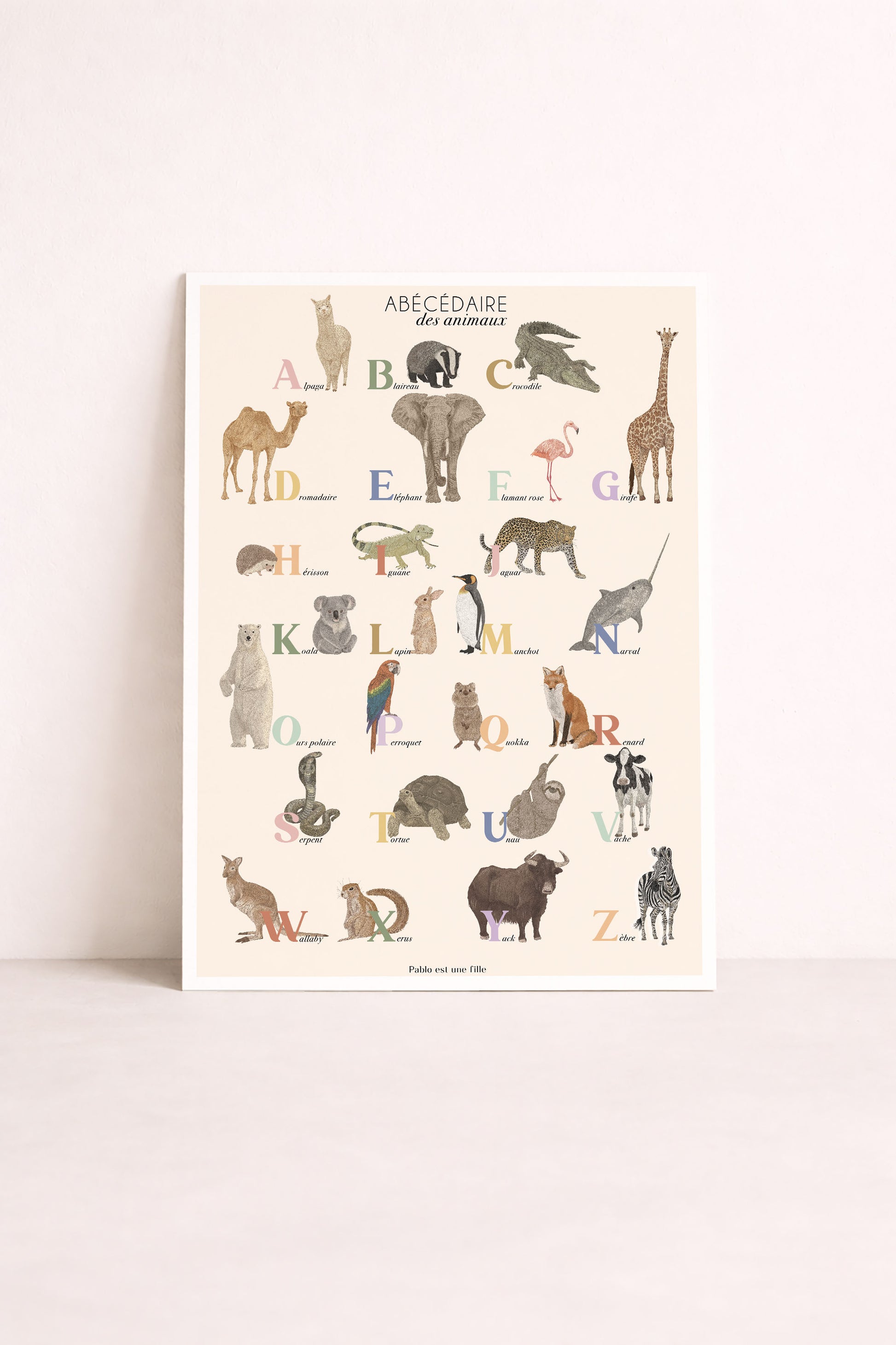 Abécédaire des animaux pour chambre enfant et bébé