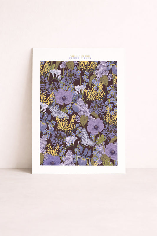 Affiche Fleurs Bleues 30x40