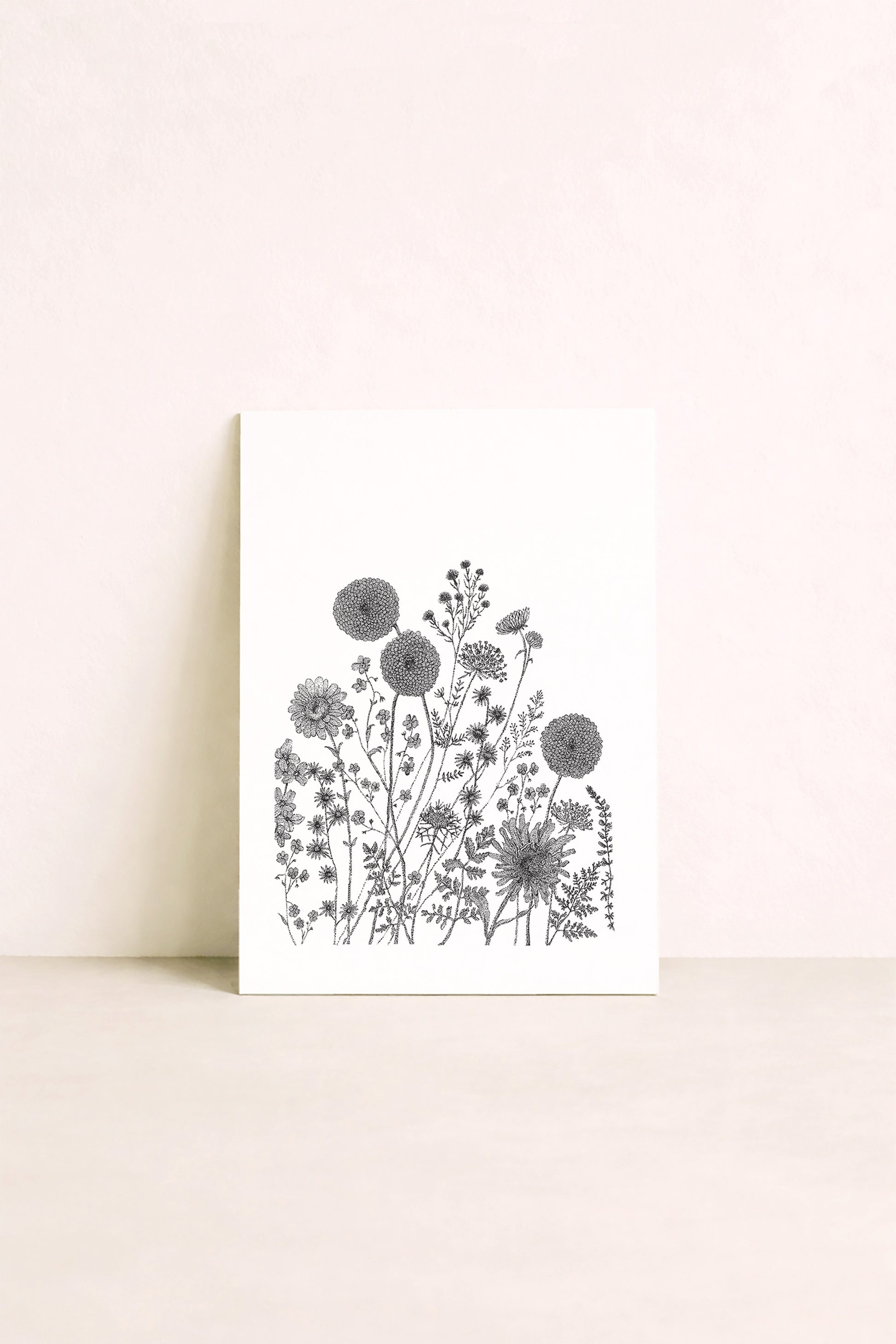 Affiche d'une composition florale en noir et blanc