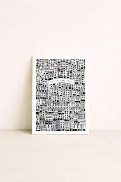 Affiche illustrée Rennes ville Reine