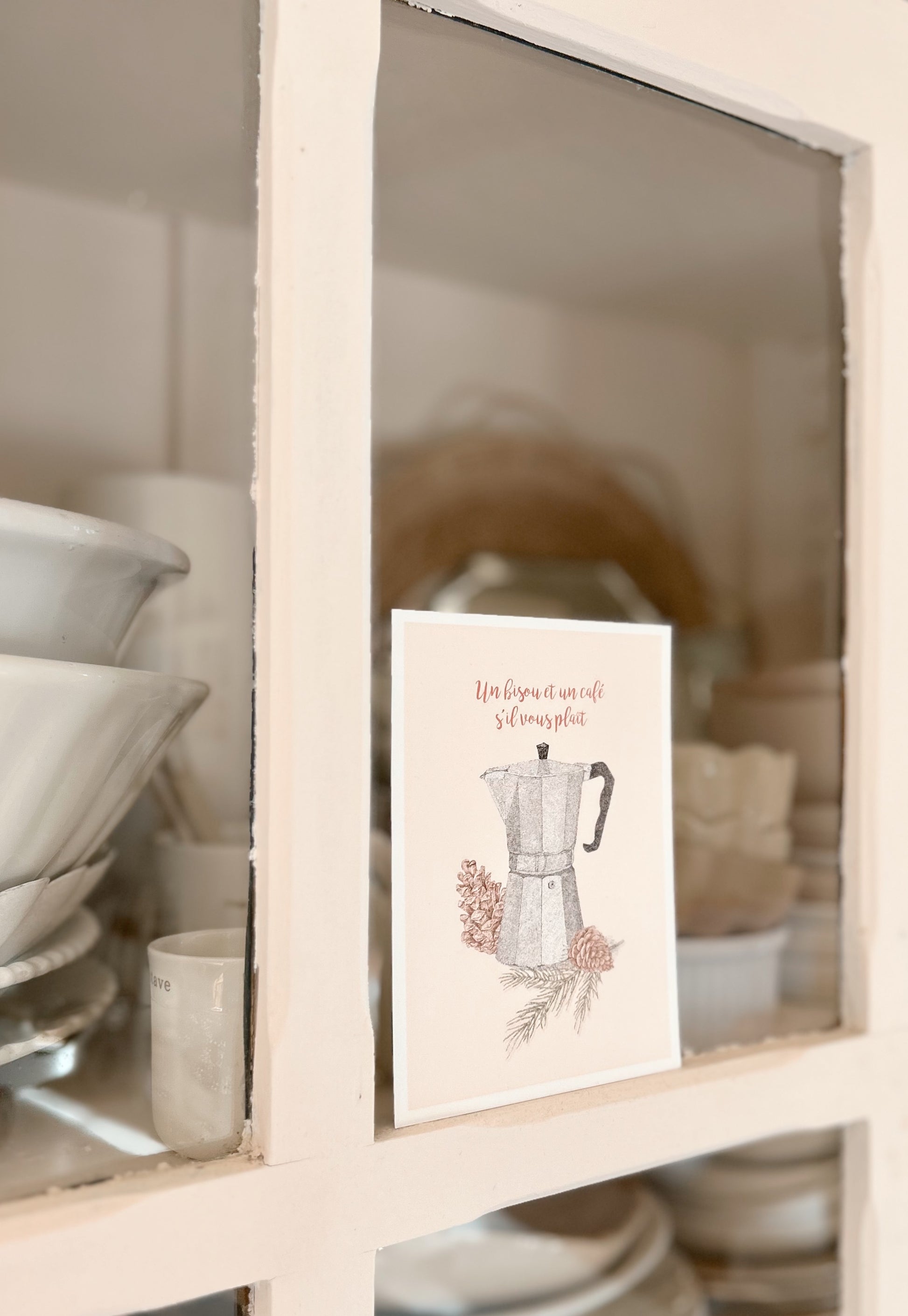 Jolie carte pour une invitation bisou et café
