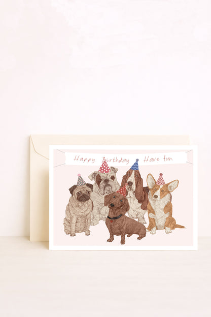 carte anniversaire chiens happy birthday have fun