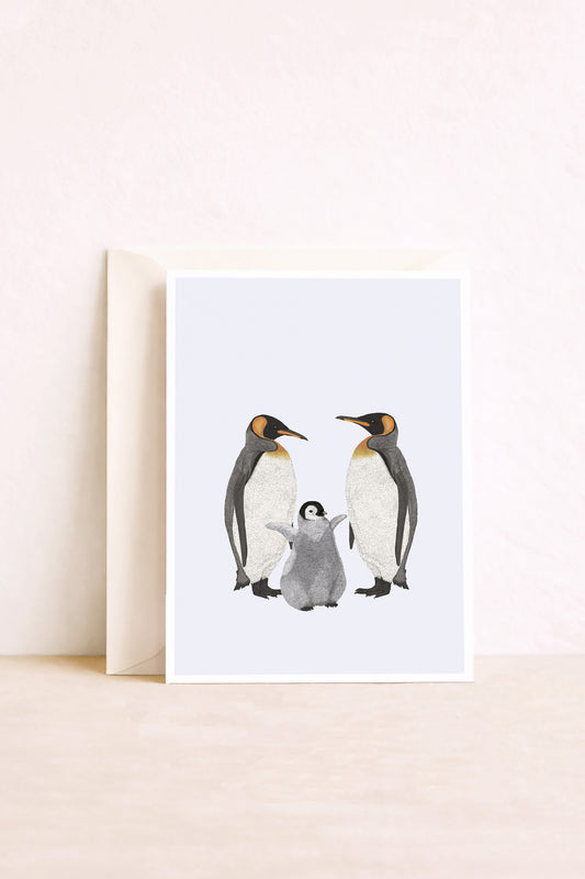 Carte naissance famille de manchots