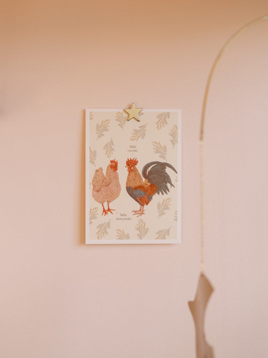 Carte postale cocotte poulet