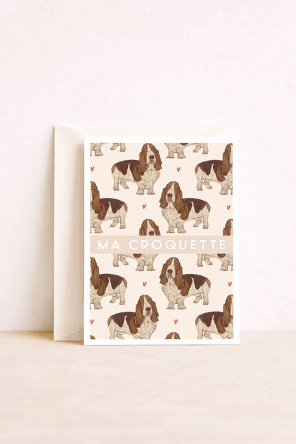 Carte postale Basset hound ma croquette