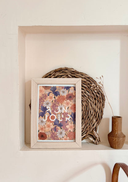 Décoration murale avec la carte florale bonjour
