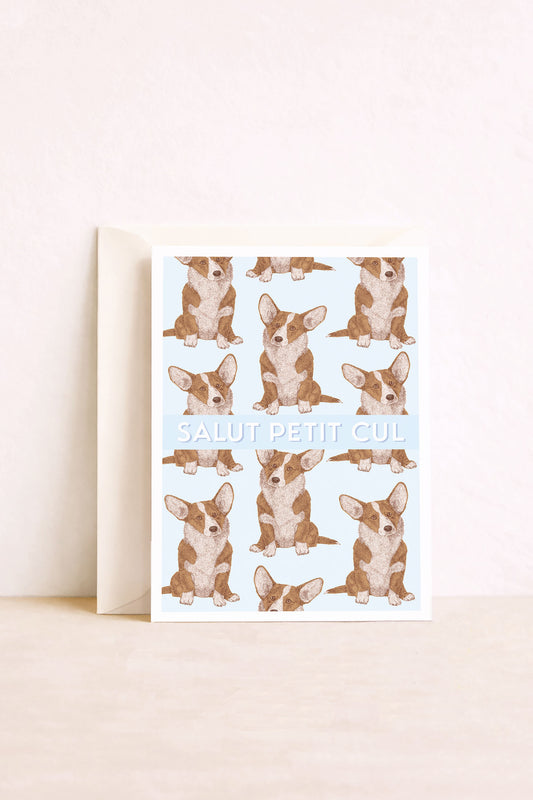 carte postale avec enveloppe chien corgi