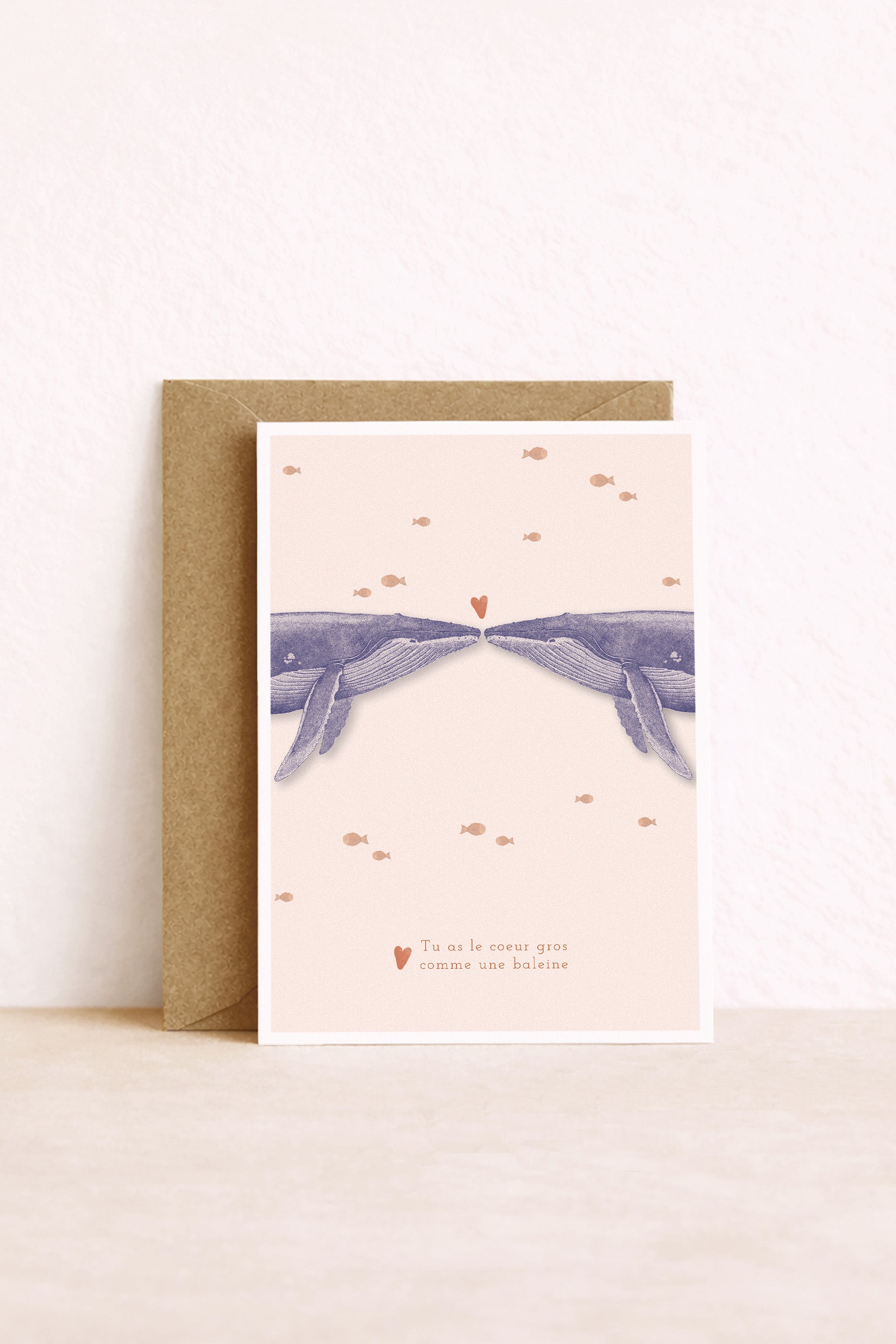 carte postale de baleines amoureuses