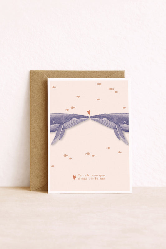 carte postale de baleines amoureuses