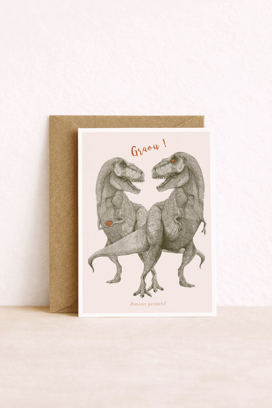 Carte postale de t-rex amoureux par Pablo est une fille