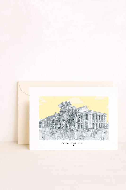 Carte postale de l'éléphant de Nantes, machines de l'île