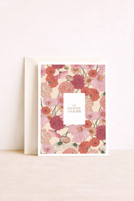 Carte florale illustrée une journée à fleurir