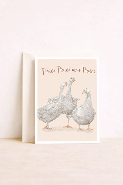 Carte postale Oies, toi toi mon toit