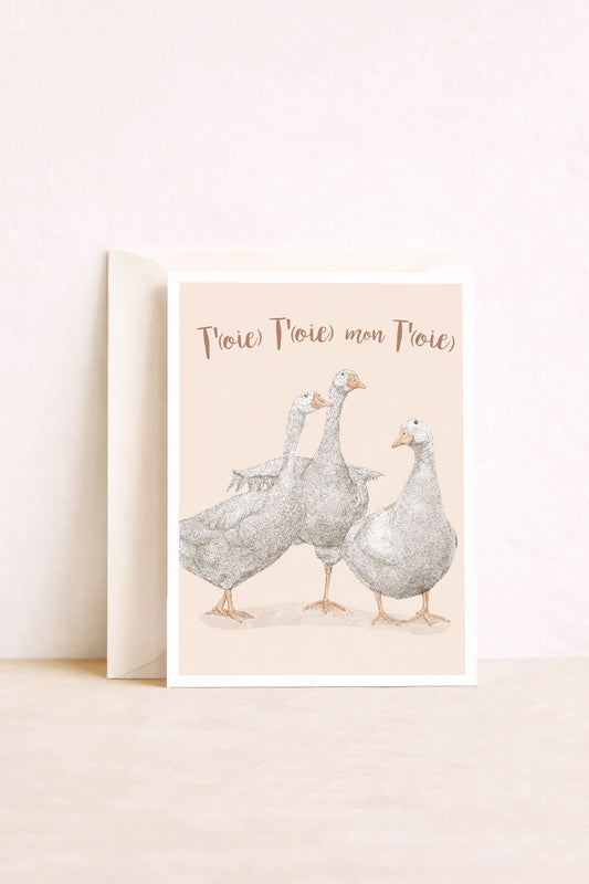 Carte postale Oies, toi toi mon toit