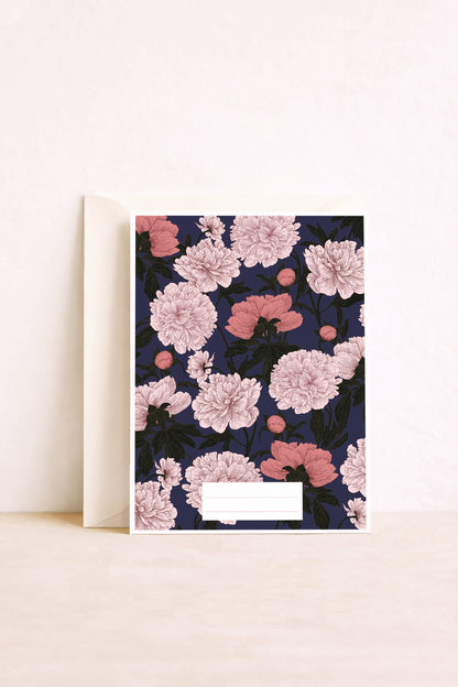 Carte postale avec texte personnalisable Pivoines