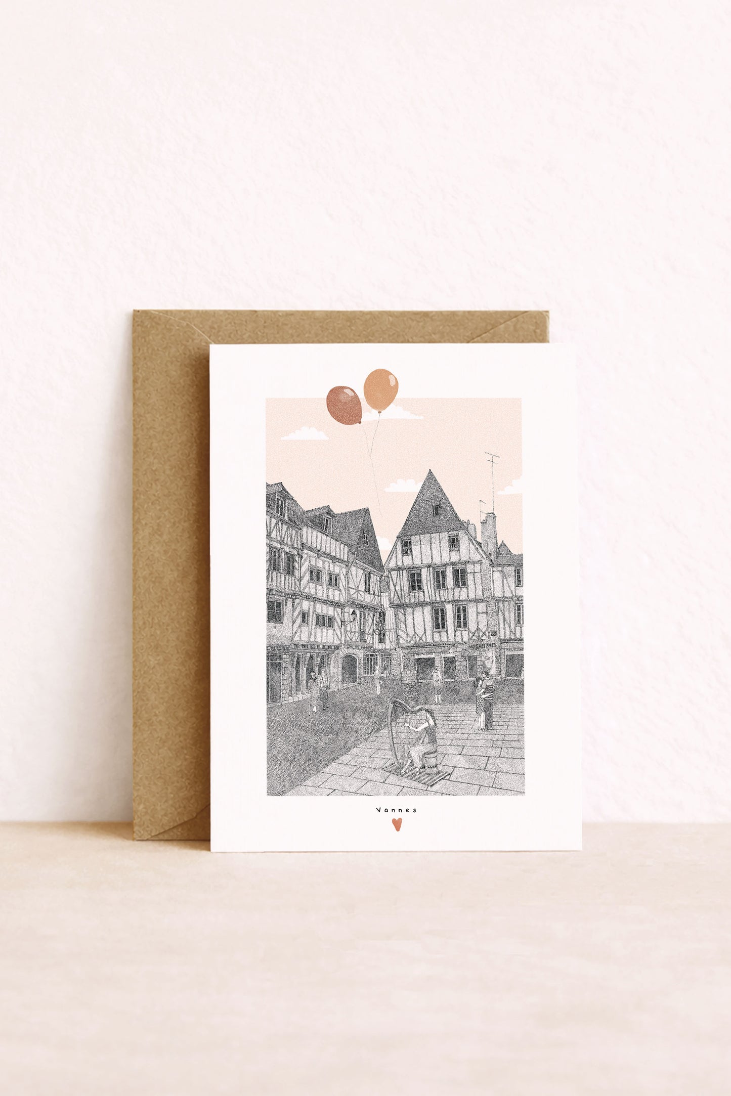 Carte postale illustrée de la place saint pierre à Vannes