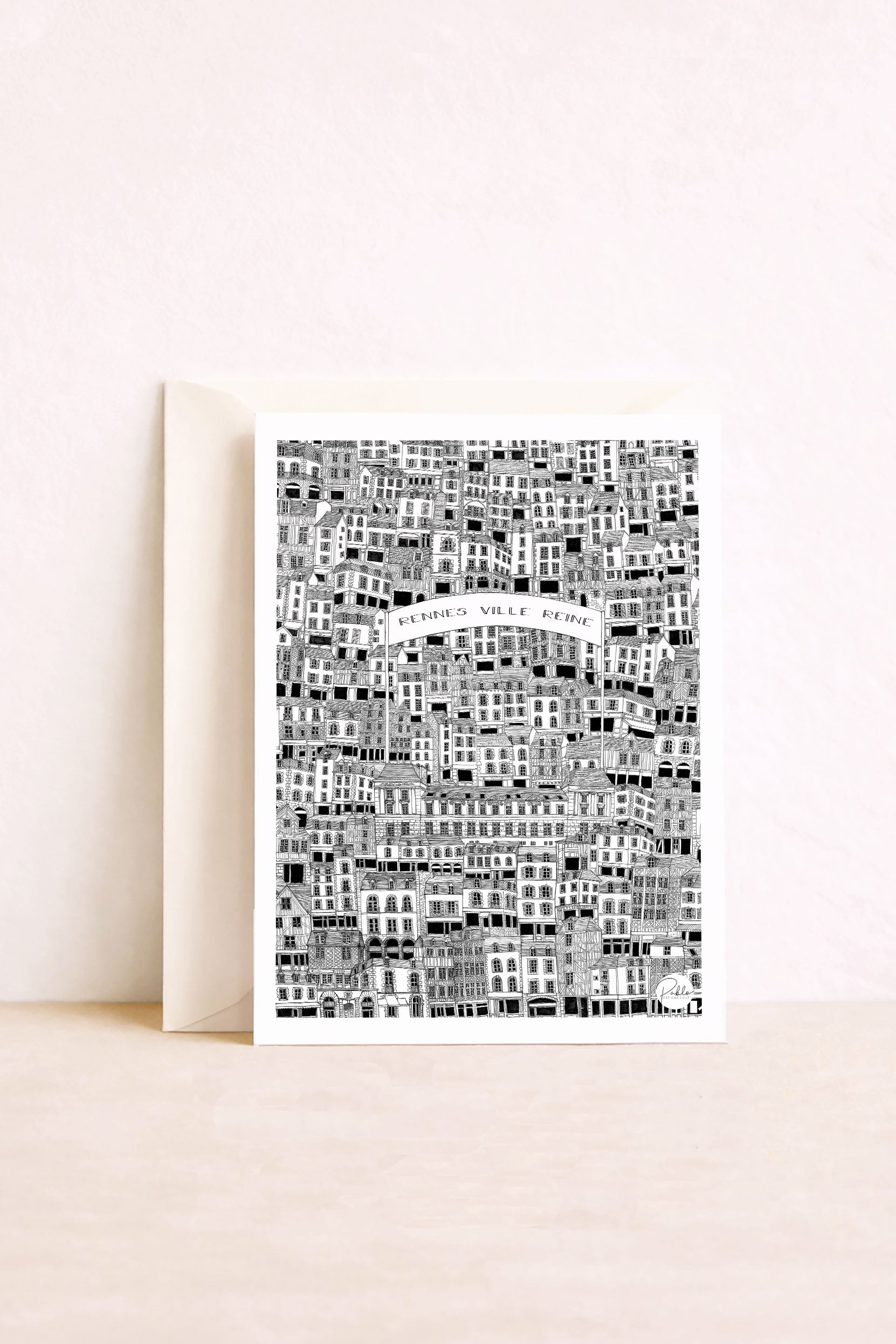 Carte postale illustrée rennes ville reine